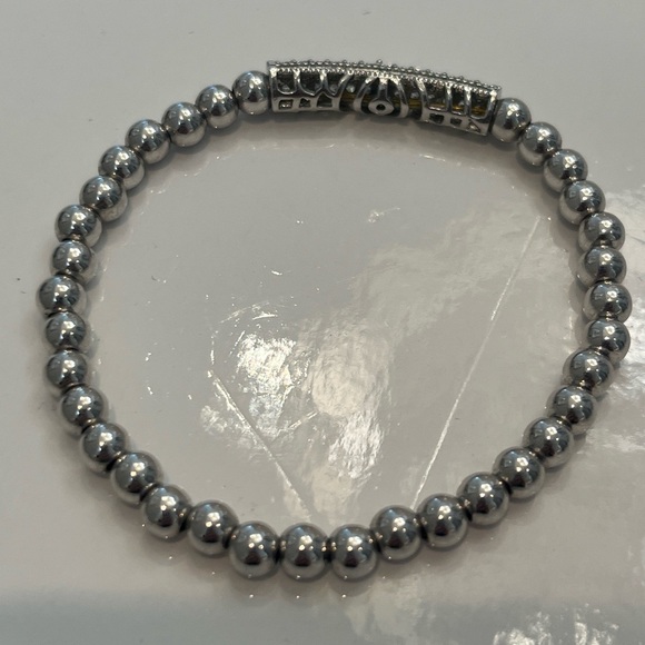 BRACELETS Lot Of 5 Multi Coloured Glass Beads, Silver Black Coppery Stretchy. - Picture 5 of 13